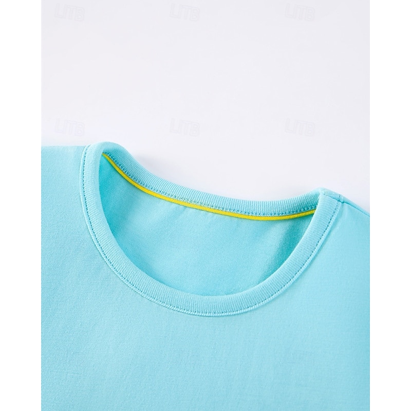 Kids Girls' Dress Rabbit Short Sleeve Outdoor Casual Fashion Adorable 100% Cotton Knee-length Casual Dress A Line Dress Summer 4 years+ Blue3