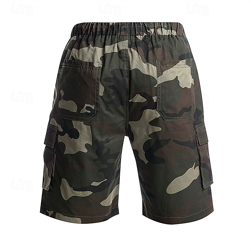 Men's Tactical Shorts Cargo Shorts Camping Shorts Camo Shorts Hiking Shorts Elastic Waist Multi Pocket Straight Leg Camouflage Moisture Wicking Wearable Knee Length Outdoor Casual Daily Fashion2