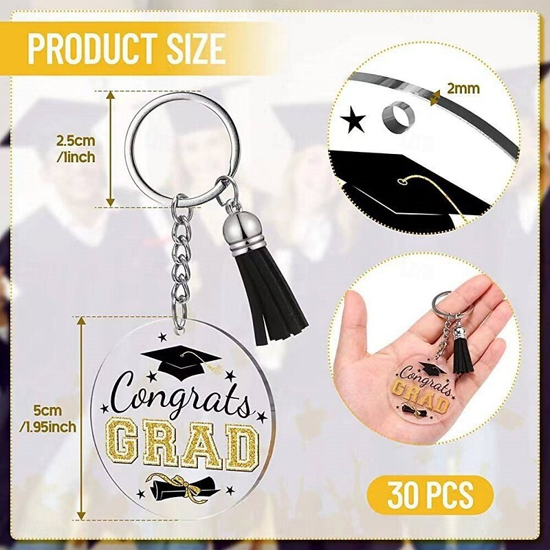 30pcs Graduation Gift Acrylic Keychain, Creative Themed Graduation Party Decor, DIY Graduation Party Favors, Wusu Keychain for Gifts and Decorations3