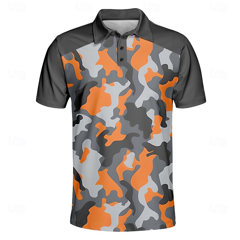 American Independence Day Men's Printing Polo Short Sleeve Polo Shirts Collared Shirts Casual Outdoor Daily Wear Festival Outfit 3D Print Summer Spring Fall Black Blue Orange3