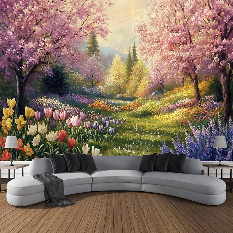 Plant Flower Sea Landscape   Hanging Tapestry Wall Art Large Tapestry Mural Decor Photograph Backdrop Blanket Curtain Home Bedroom Living Room Decoration