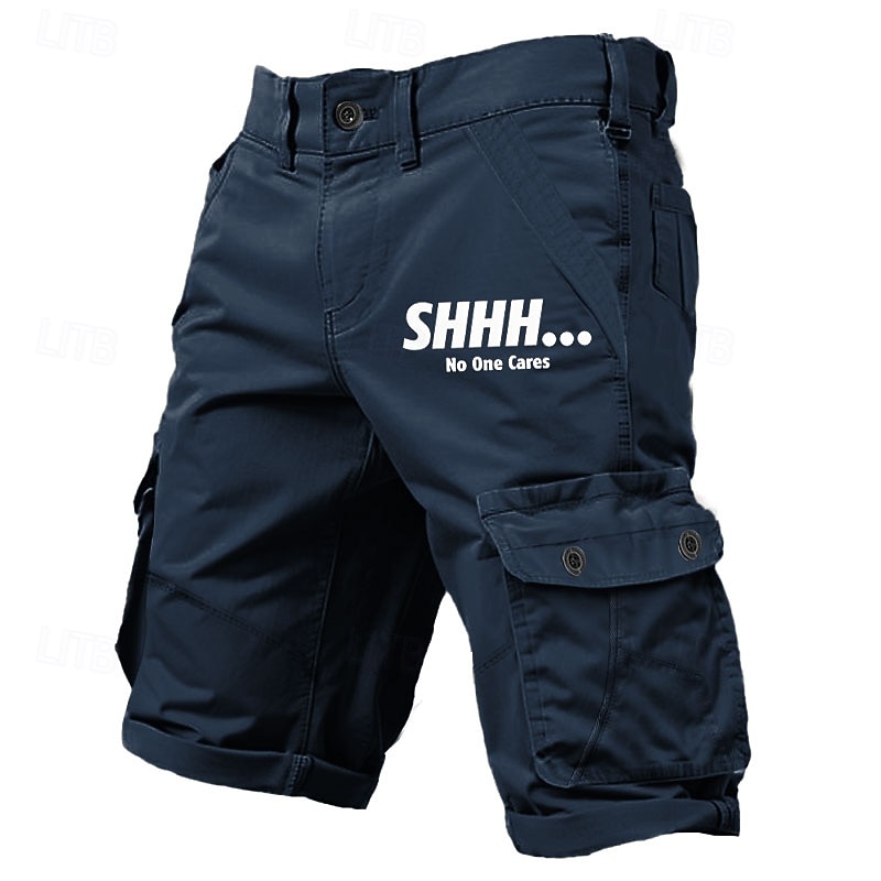 Men's Letter Printed Funny Cargo Shorts Work Shorts Mid Waist Classic Casual Outdoor Camping & Hiking Multiple Pockets Designer Clothing Apparel