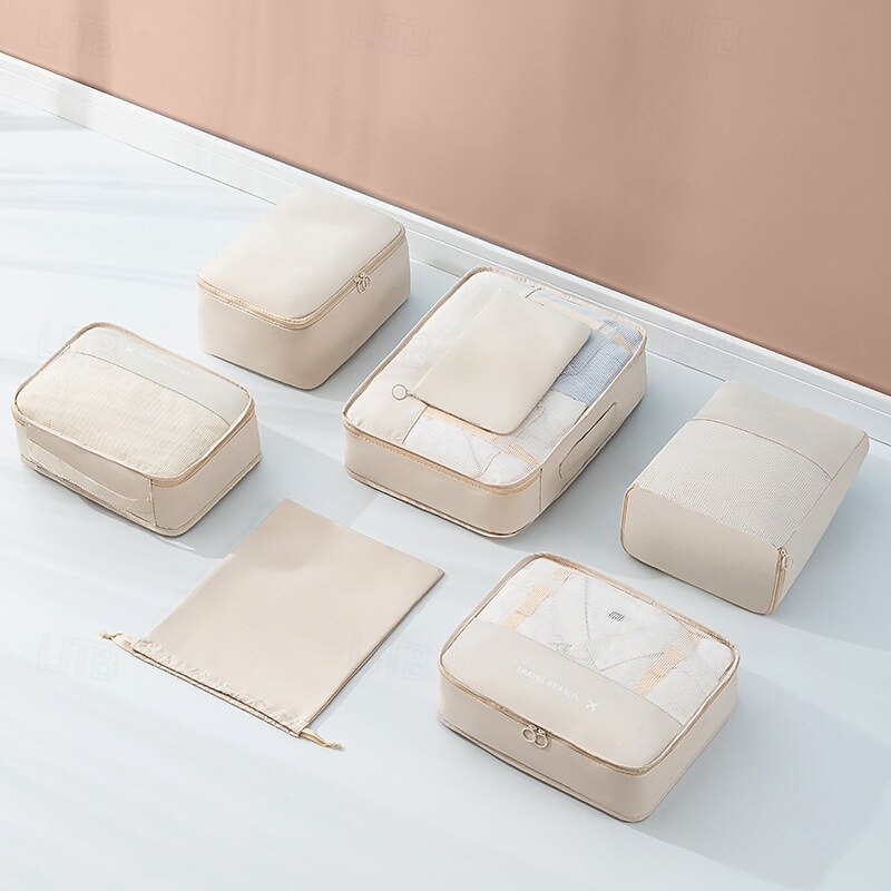 Compression Packing Cubes Set for Travel, 7-Piece Luggage Organizer Kit, Digital, Toiletry & Cosmetic Storage Bags, Non-Compression Travel Pouch Set3