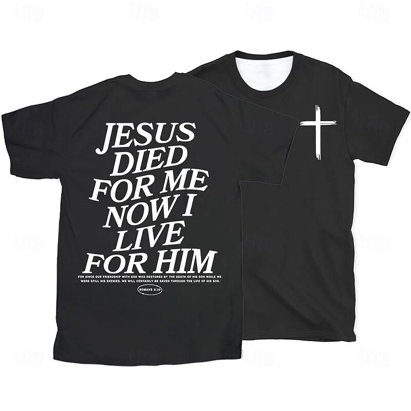 Easter Men's Jesus T Shirt Short Sleeve T shirt 3D Print Crew Neck Shirt Designer Casual Party Holiday Light Blue Black White Summer Spring Clothing Apparel S M L XL XXL XXXL4