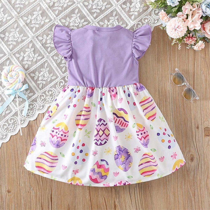 Kids Girls' Dress Rabbit Sleeveless Outdoor Casual Fashion Adorable Polyester Knee-length Casual Dress A Line Dress Summer 4 years+ Purple2