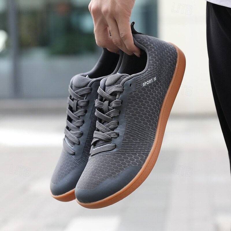 Men's Barefoot Sports Shoes - Grey Textured, Lightweight, Urban Style - Suitable for Daily Wear & Fitness Activities3