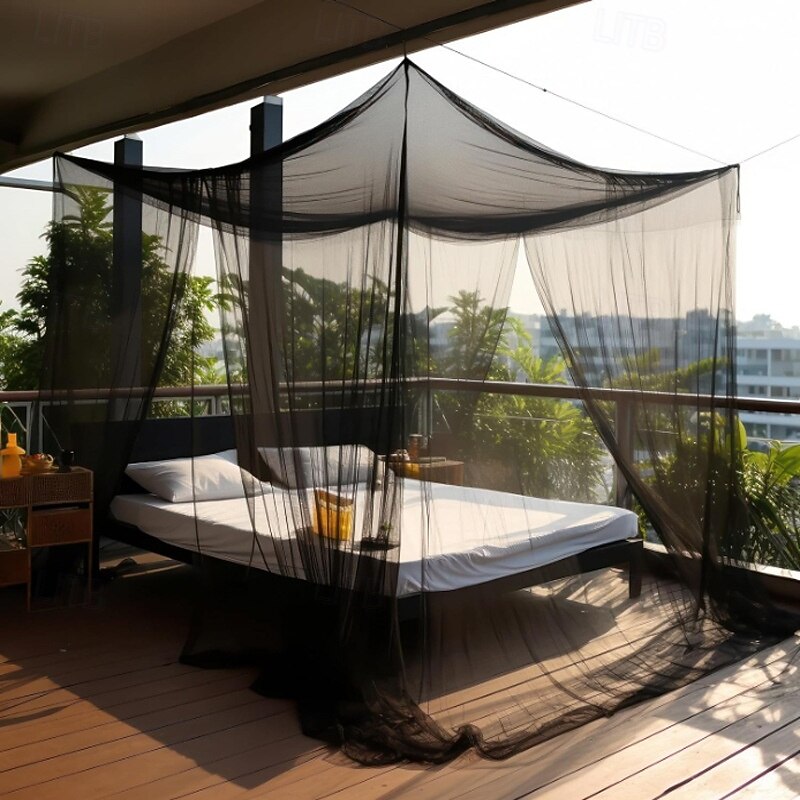 Mosquito Net for Bed Bed Canopy Single to King Size Bed 4 Side Openings & 6 Hanging Loops Decorative Rectangular Shape2