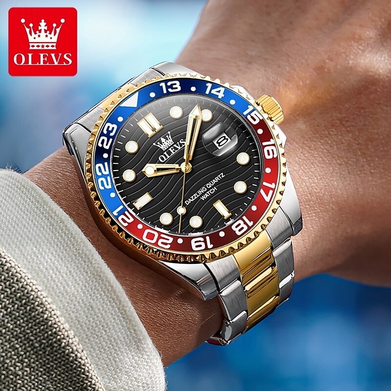 OLEVS 3610 Brand Trendy Fashion Business Men's Watches Waterproof Stainless Steel TOP Quartz Watch