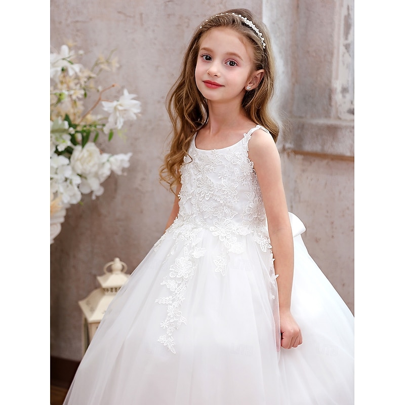 Ball Gown Ankle Length Flower Girl Dress Quinceanera Sofia Rapunzel Girls Cute Prom Dress Tulle with Appliques Mini Bridal Fit 3-16 Years4