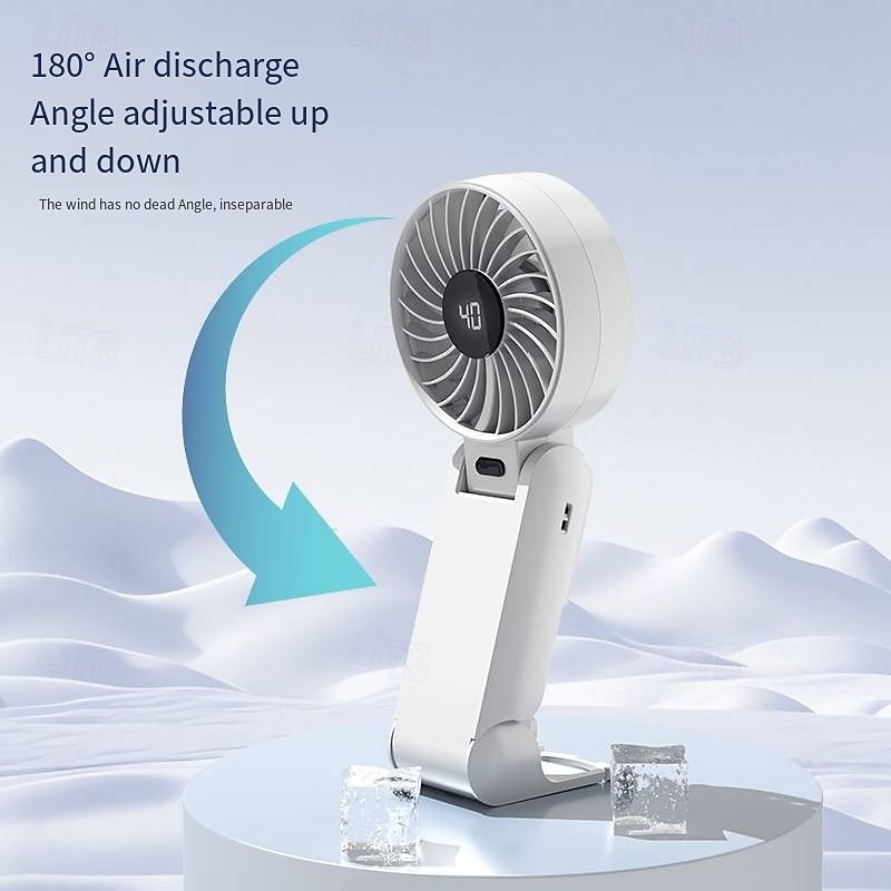 Foldable Handheld & Desktop Fan – 100-Speed Digital Display, 180° Adjustable, USB-C Rechargeable