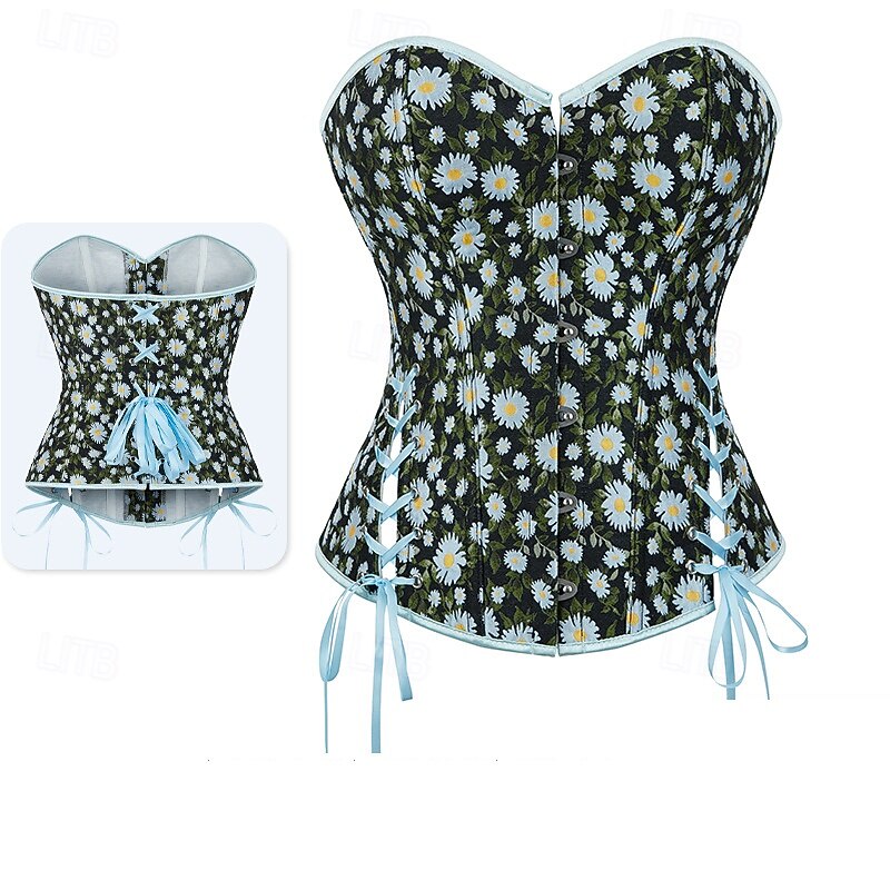 Rococo Overbust Corset Masquerade Jacquard Tummy Control Push Up Jacquard Fancy Dress Women's Royal Masquerade Party Carnival of Venice Adults' Corset