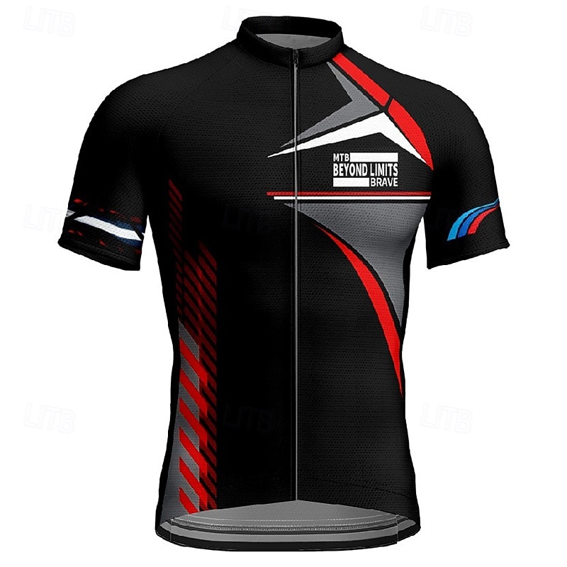 Men's Cycling Jersey Geometric Short Sleeve Bike Tee Tshirt Jersey with 3 Rear Pockets Mountain Bike MTB Quick Dry Anatomic Design Wicking Breathable Sports Black Yellow Blue Clothing Apparel