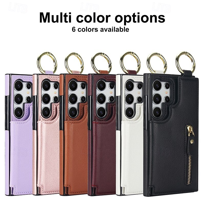 Phone Case For Samsung Galaxy S24 S24 FE S23 S22 S21 Ultra Plus A55 5G A35 5G A25 A15 A14 Back Cover with Stand Holder Magnetic Zipper Retro TPU PU Leather