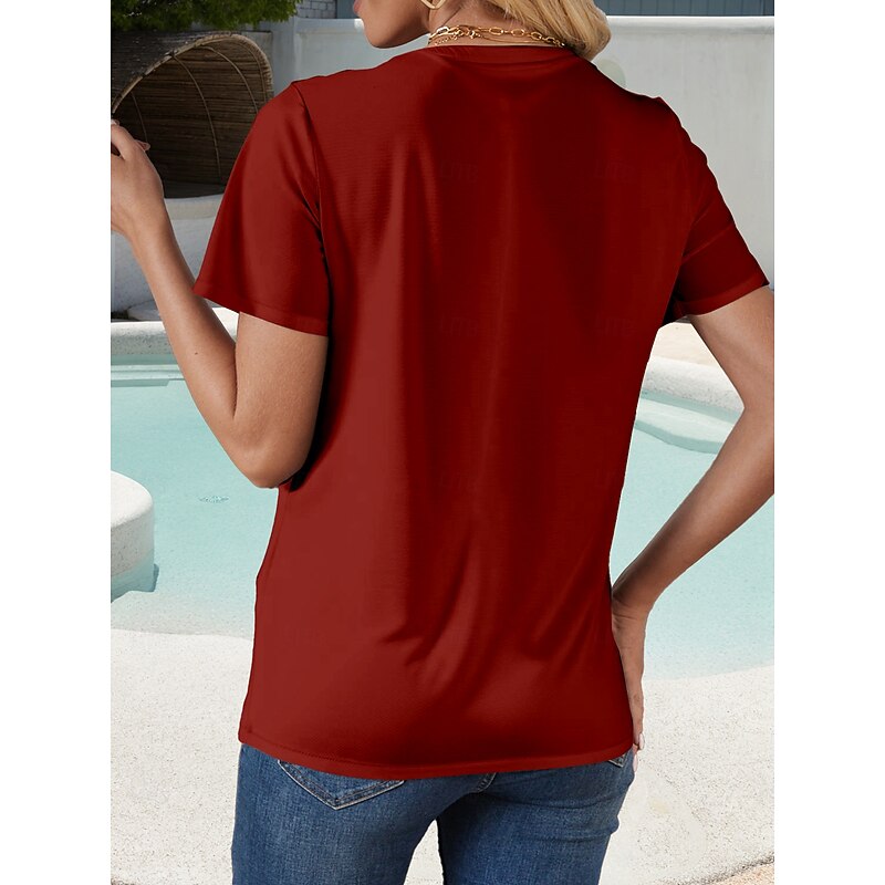Women's T Shirt Solid Color Plain Stylish Casual Short Sleeve Crew Neck Regular Tops Daily Print Sage Green Black White Wine Navy Blue Summer Spring2