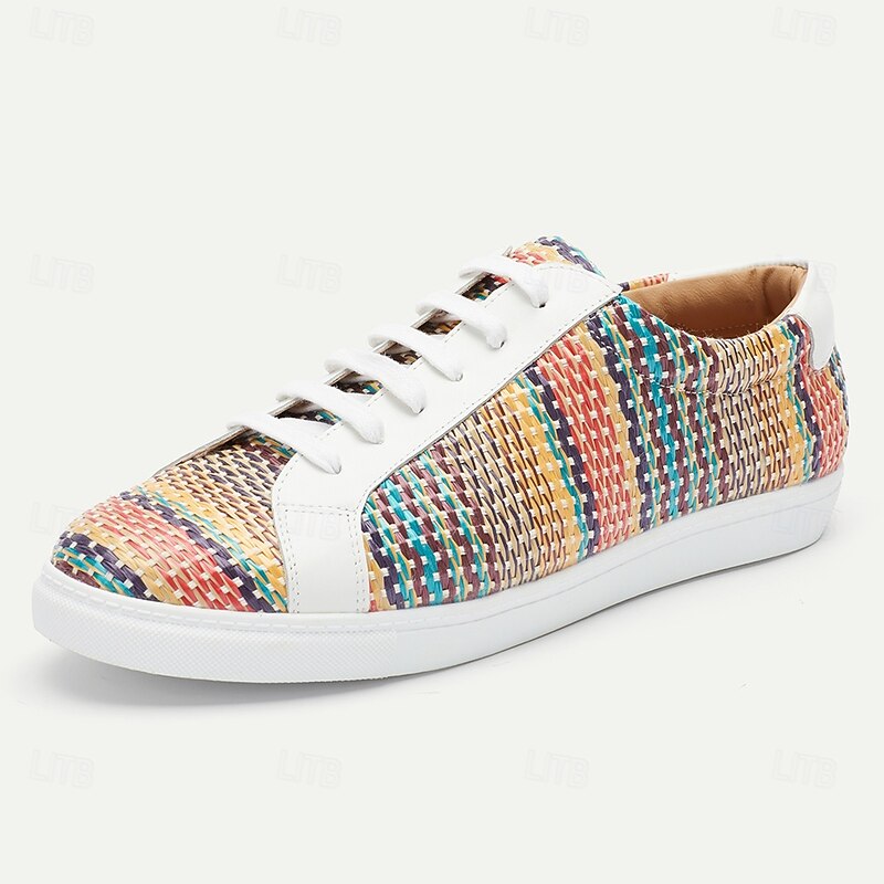 Men's Multicolor Woven Sneakers – Trendy Nylon Knit Lace-Up Casual Shoes for Daily Wear & Travel3