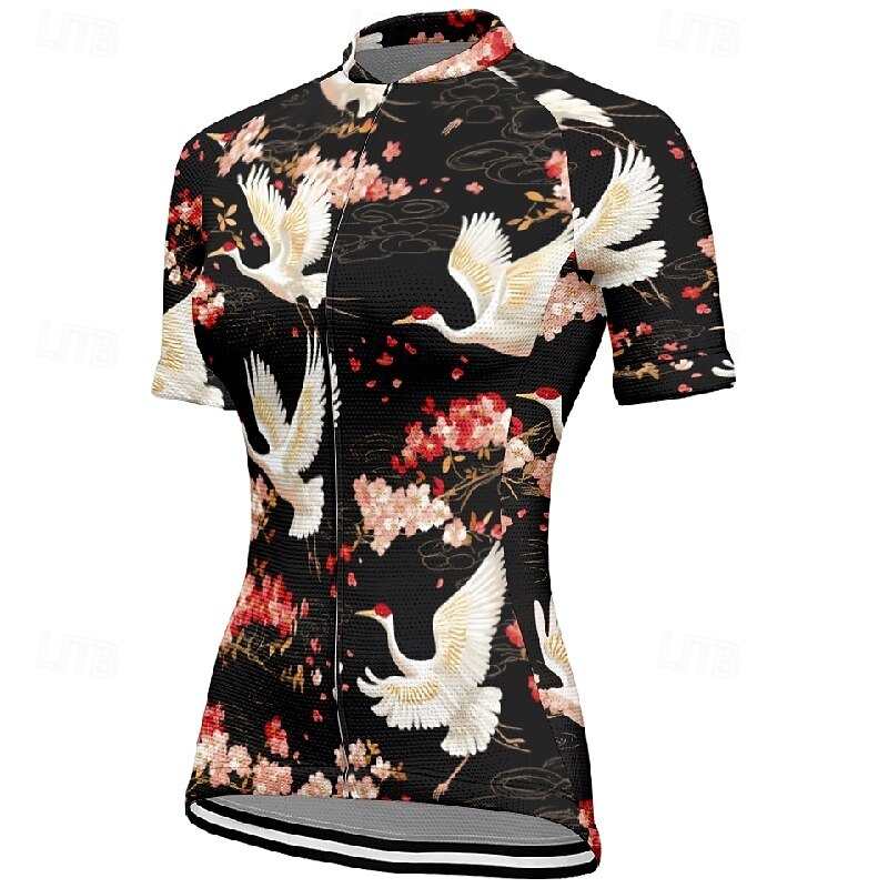 Women's Cycling Jersey Animal Flower Short Sleeve Bike Tee Tshirt Jersey with 3 Rear Pockets Mountain Bike MTB Quick Dry Anatomic Design Wicking Breathable Sports Black Red Navy Blue Clothing Apparel3