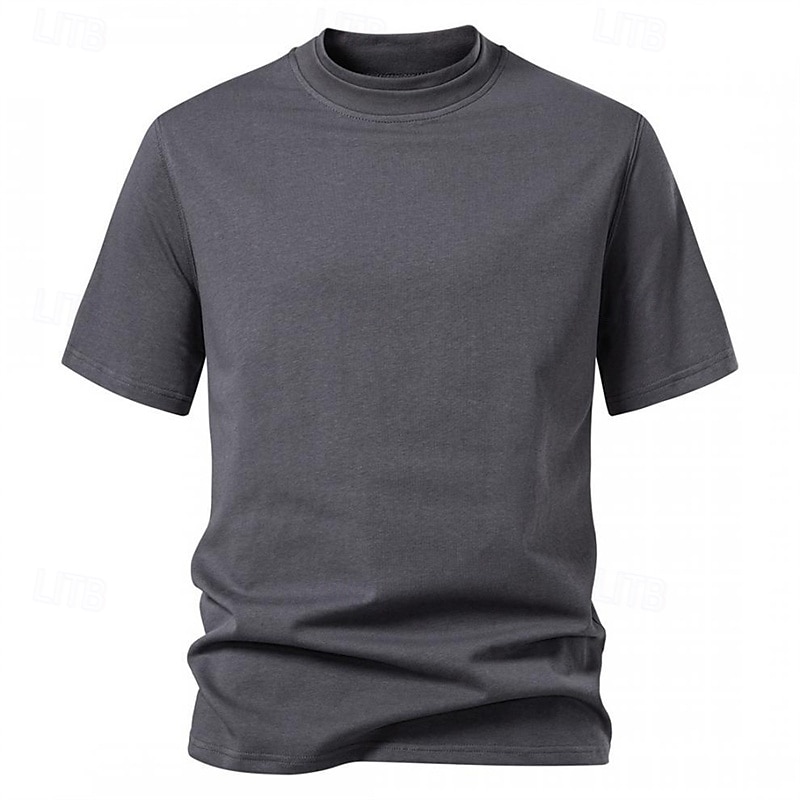 Men's T Shirt Tee Short Sleeve Shirt Tee Top Short Sleeve Crew Neck Summer Plain Fashion Designer Basic Classic Vacation Street Going out Black White Light Grey Top Tee for Men2