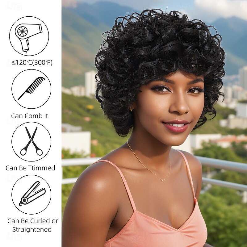 Synthetic Wig Curly Weave Spiral Curl Asymmetrical Neat Bang Machine Made Wig 30 inch A1 Synthetic Hair Women's Thick Comfortable Exquisite Black2