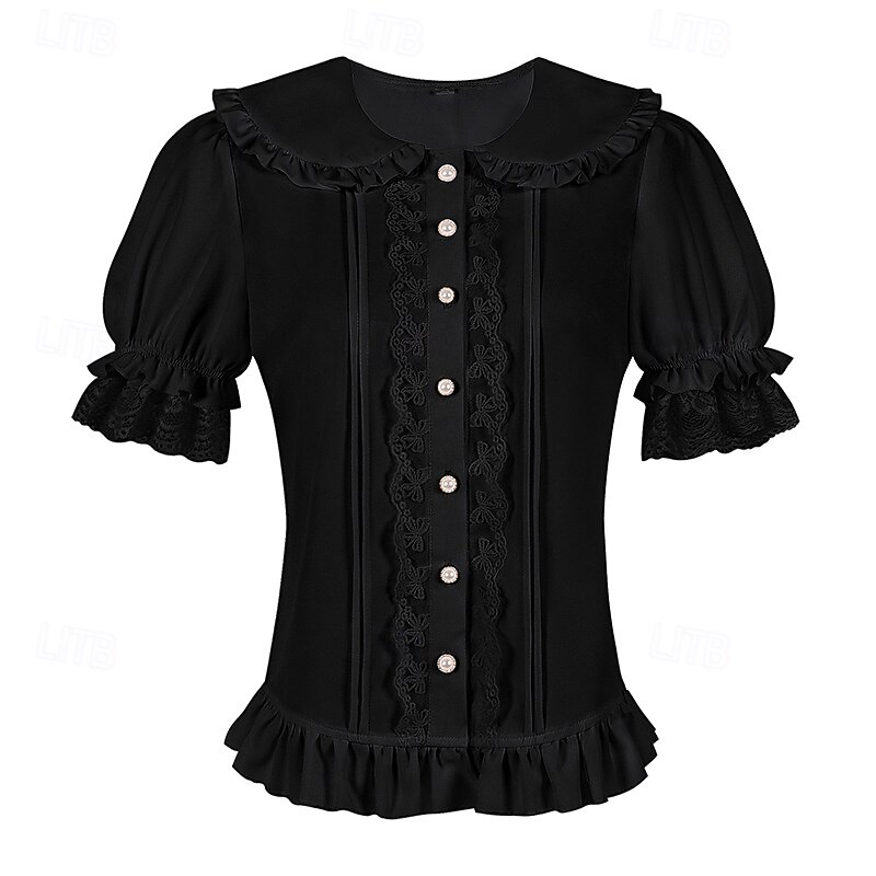 Retro Vintage Rococo Renaissance Blouse / Shirt Lace Bow Solid Color Fancy Dress Women's Pirate Royal Steampunk Masquerade Casual Daily Adults' Blouse4
