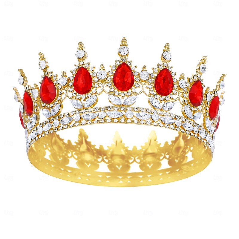 Birthday Party Baroque Crystal Tiara Round Crown for Birthday Party Shining Princess Look4