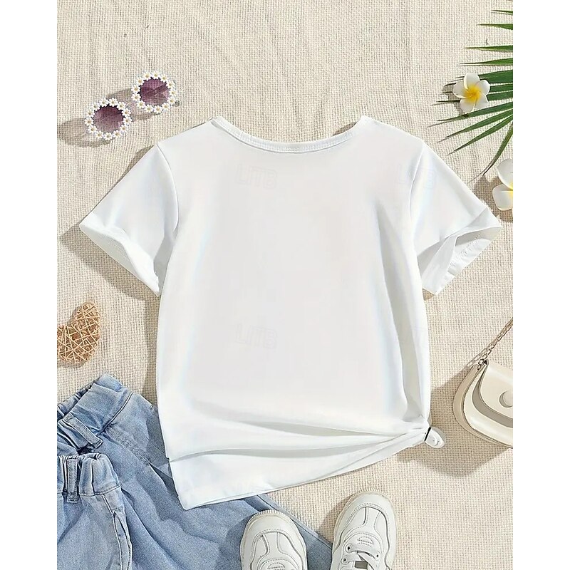 100% Cotton Kids Girls' White Pink Purple Graphic Castle T shirt Tee Crew Neck Short Sleeve Outdoor Vacation Daily Classic Casual Print Summer2