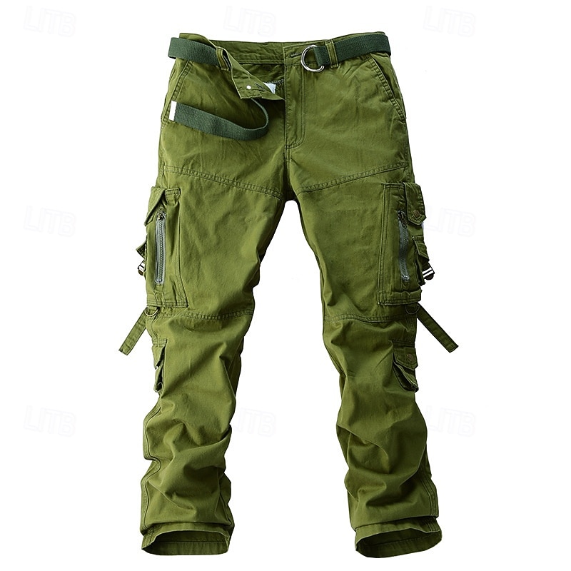 Men's Cargo Pants Trousers Buttons Multi Pocket Plain Quick Dry Wearable Full Length Outdoor Daily Camping & Hiking Fashion Classic Black Yellow4