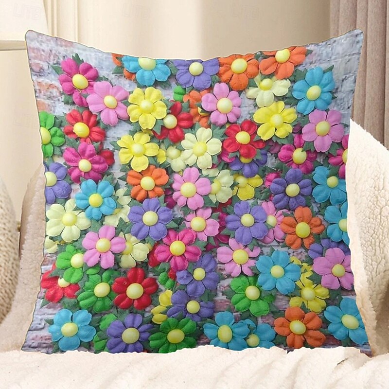 Flowers Decorative Toss Pillows Cover 1PC Spring Summer Soft Square Couch Cushion Case Pillowcase for Bedroom Livingroom Sofa Chair2
