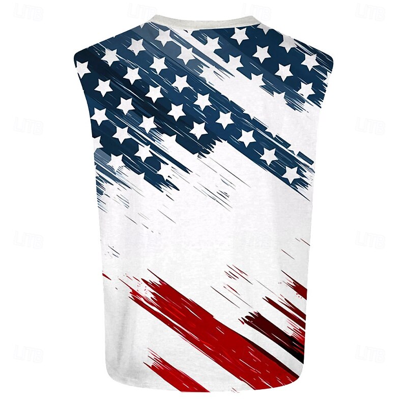 Men's American US Flag Undershirt Sleeveless T shirt 3D Print Crew Neck Shirt Fashion Street Sports Outdoor Casual White Summer Spring Clothing Apparel S M L XL XXL XXXL2
