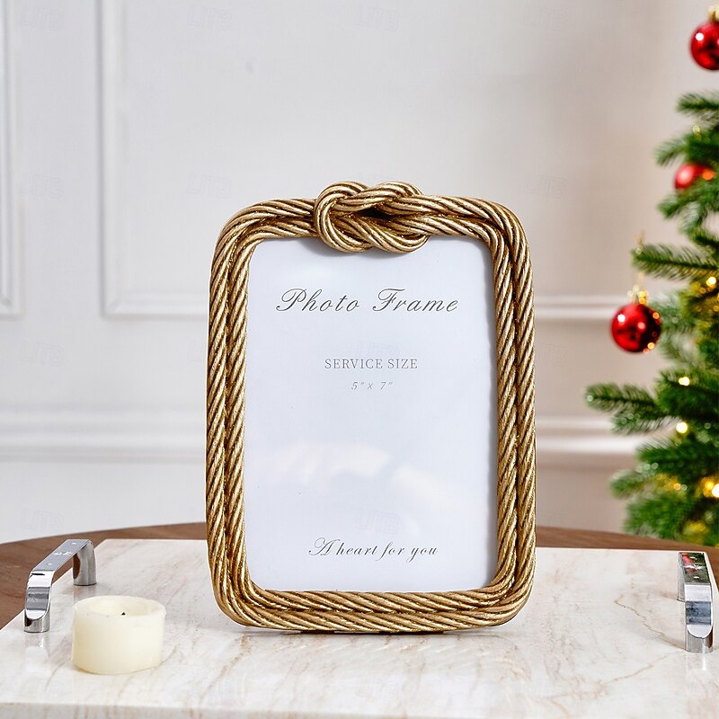 Wire Knot Decorative Photo Frame, Resin Tabletop Picture Frame, Warm Home Decor for Photo Display and Photography Props3