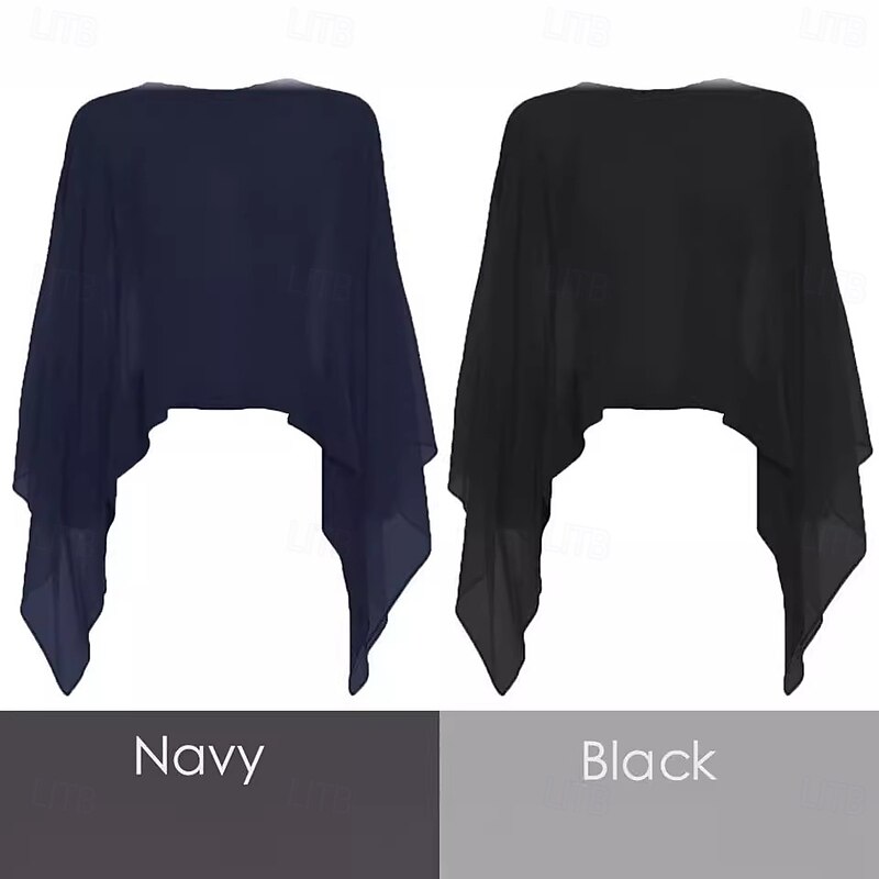 Shawls Women's Wrap Bolero Shrug Coats / Jackets Elegant Sun Protection Long Sleeve Chiffon Wedding Wraps With Pure Color For Formal Spring & Fall dress to impress 20254