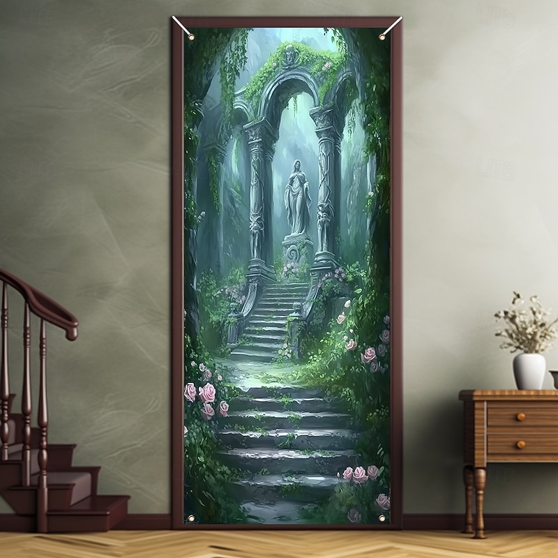 Landscape Stone Cave Door Decorations Door Covers Door Tapestry Door Curtain Decoration Backdrop Indoor/Outdoor Door Banner for Front Door Farmhouse2