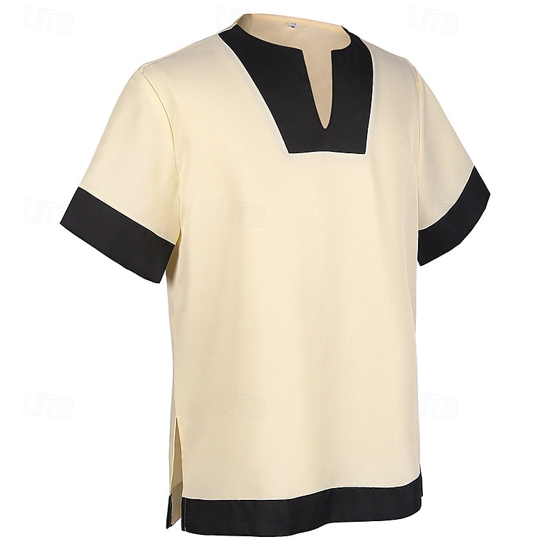 Medieval Renaissance 17th Century Shirt Tunic Knight Ritter Viking Fancy Dress Men's Viking Fantasy Halloween Masquerade Performance LARP Ren Faire Adults' Shirt Spring & Summer3