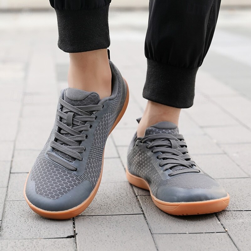 Men's Barefoot Sports Shoes - Grey Textured, Lightweight, Urban Style - Suitable for Daily Wear & Fitness Activities2