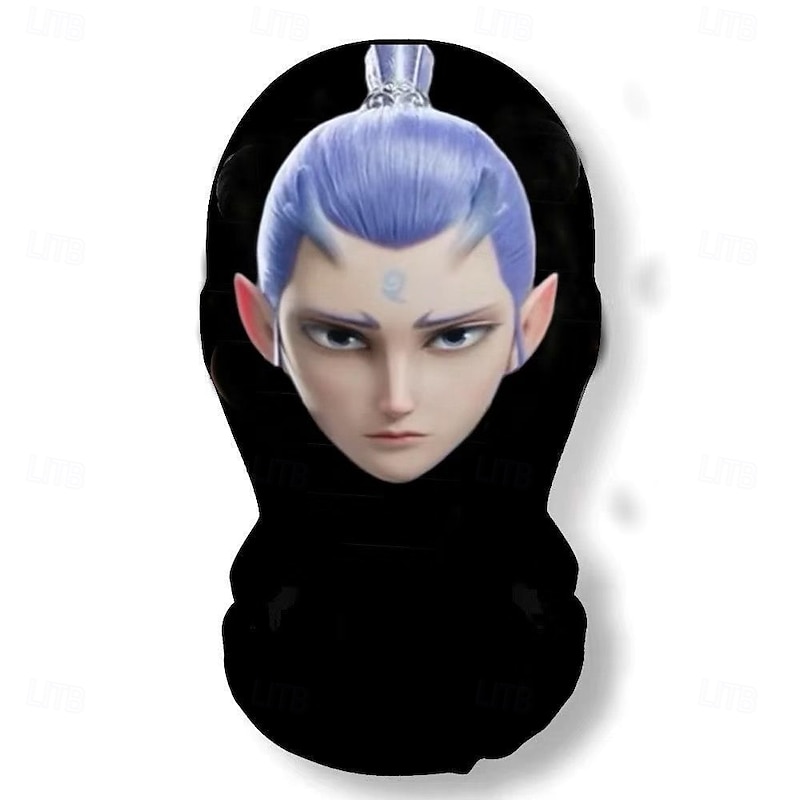 1Pcs Black Nezha Aobing Full Face Mask Cover Faceless Skin Masks Halloween Cosplay Spandex Hood Mask for Unisex Cosplay3