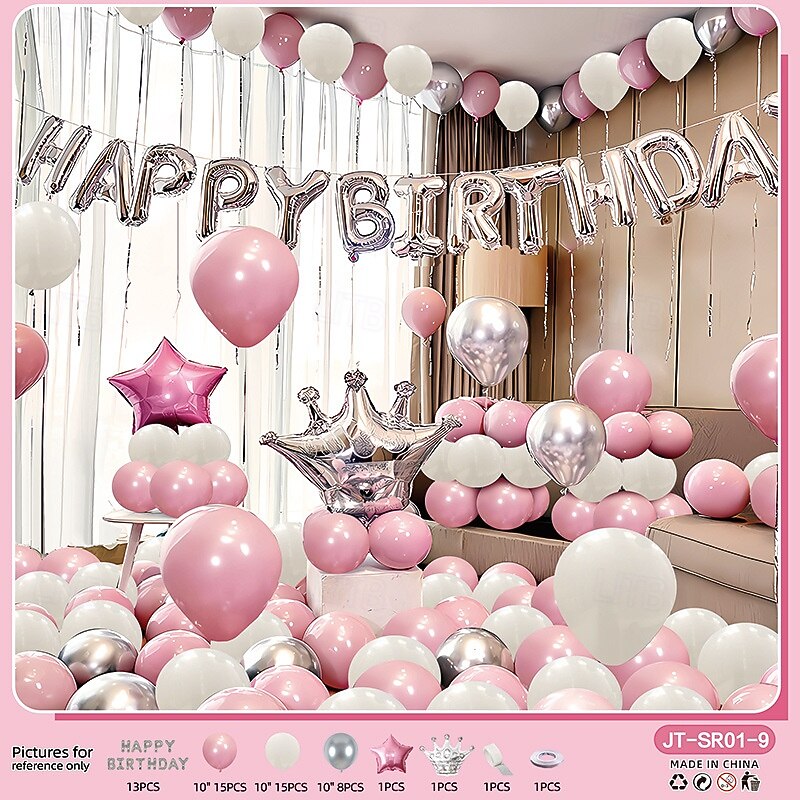 Birthday Party Scene Decoration Set - Multicolor Balloons with 'Happy Birthday' Balloons Banner4
