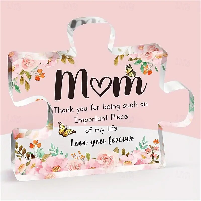 Charming Acrylic Flower Puzzle Plaque - Perfect Gift for Mom from Daughter or Son Ideal for Birthdays Christmas & Anniversaries Elegant Desk Decor