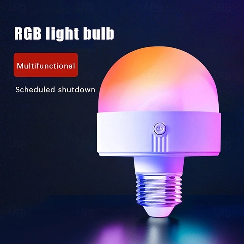E27 Rechargeable LED Smart Light Bulbs with Remote Control Battery Operated Light Bulbs 3 Timer Dimmable Cordless RGB LED Bulb for Wall Sconce Emergency Bulb