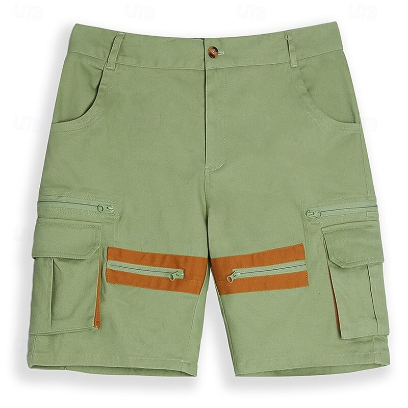 Men's Cargo Shorts Shorts Casual Shorts Zipper Pocket Multi Pocket Straight Leg Plain Comfort Knee Length Casual Daily Holiday Fashion Streetwear Black Green Micro-elastic2