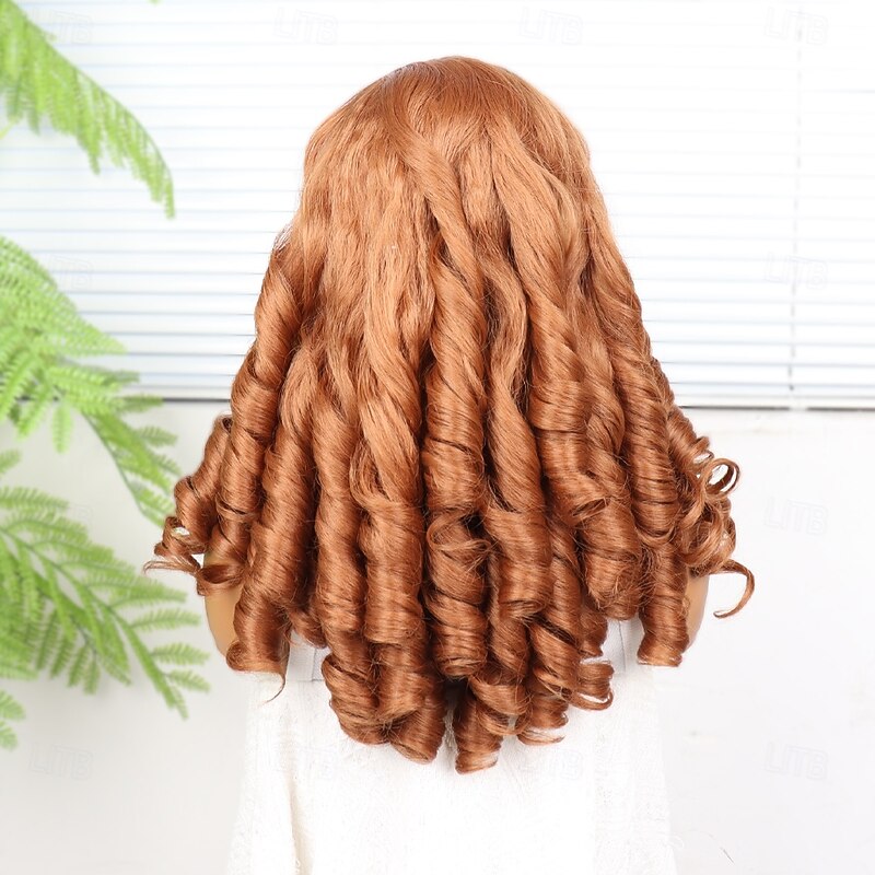 Synthetic Lace Wig Curly Style 18 inch Orange Middle Part 13x4 Lace Front Wig Women's Wig Orange / White / Blue4