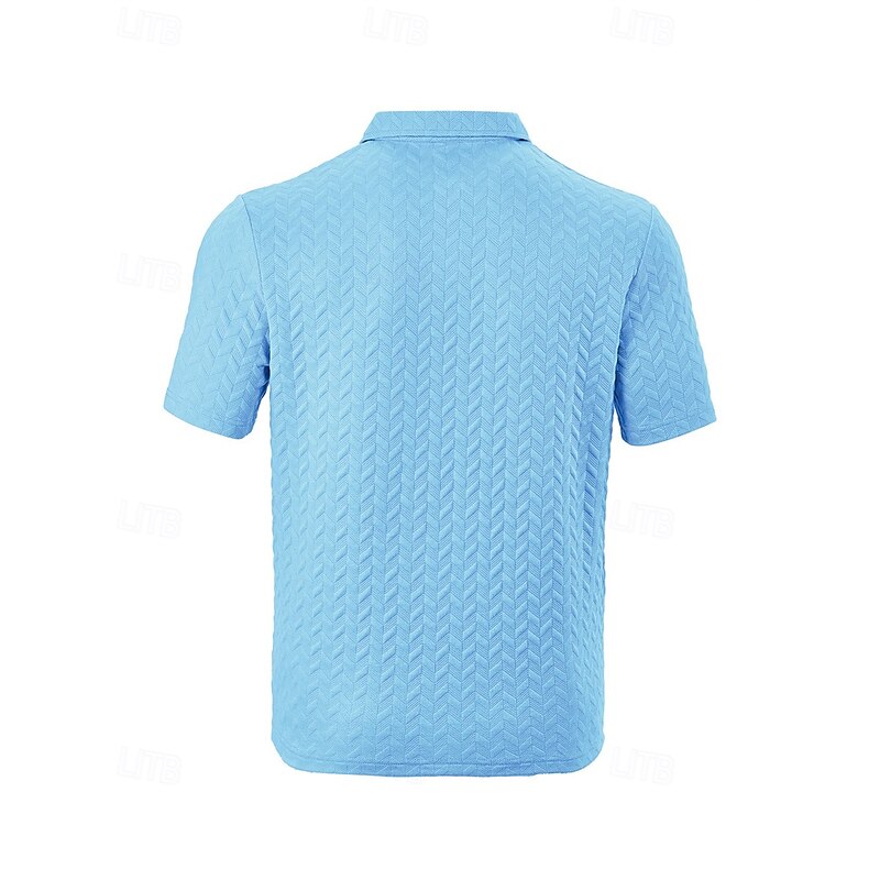 Men's Golf Shirt Golf Polos Shirts Work Casual Lapel Short Sleeve Basic Modern Plain Buttons Jacquard Summer Spring Regular Fit Wine Black White Navy Blue Khaki Gray Golf Shirt3