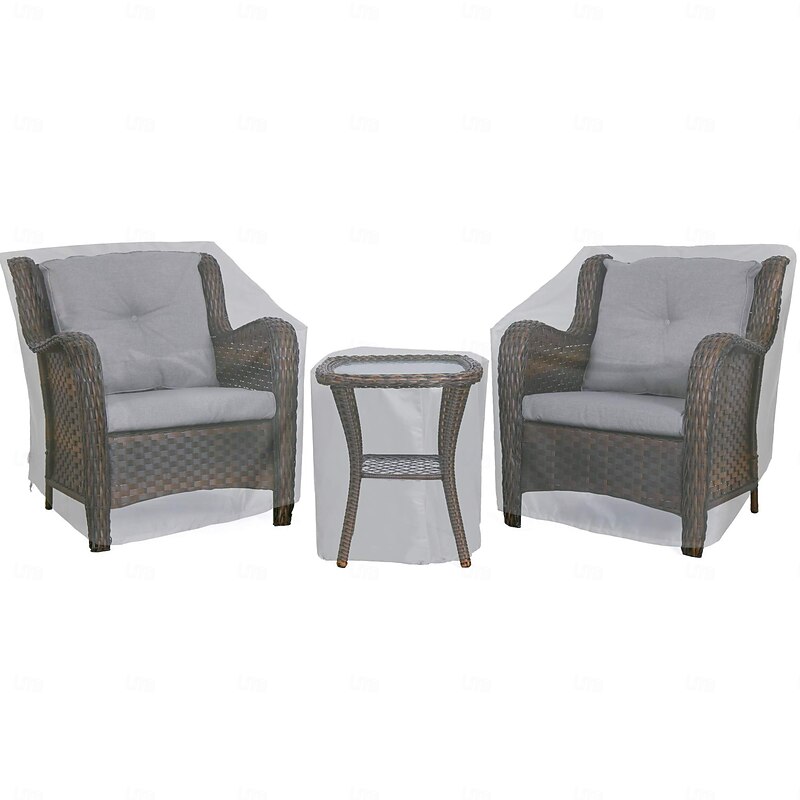 Patio Furniture Covers,210D Oxford Fabric,Patio Furniture Set Covers for 3 Piece Outdoor Bistro,Patio Sofa Covers Set for 2 Chairs and Coffee Table,Silver,Black3