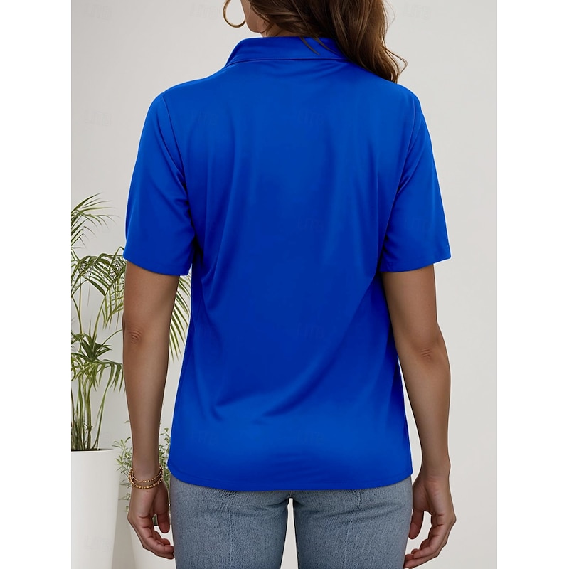 Women's Shirt Long Sleeve Button Down Blouse Solid Color Graphic Daily Stylish Short Sleeve Shirt Collar Regular Tops Daily Black White Wine Navy Blue Royal Blue Summer Spring2