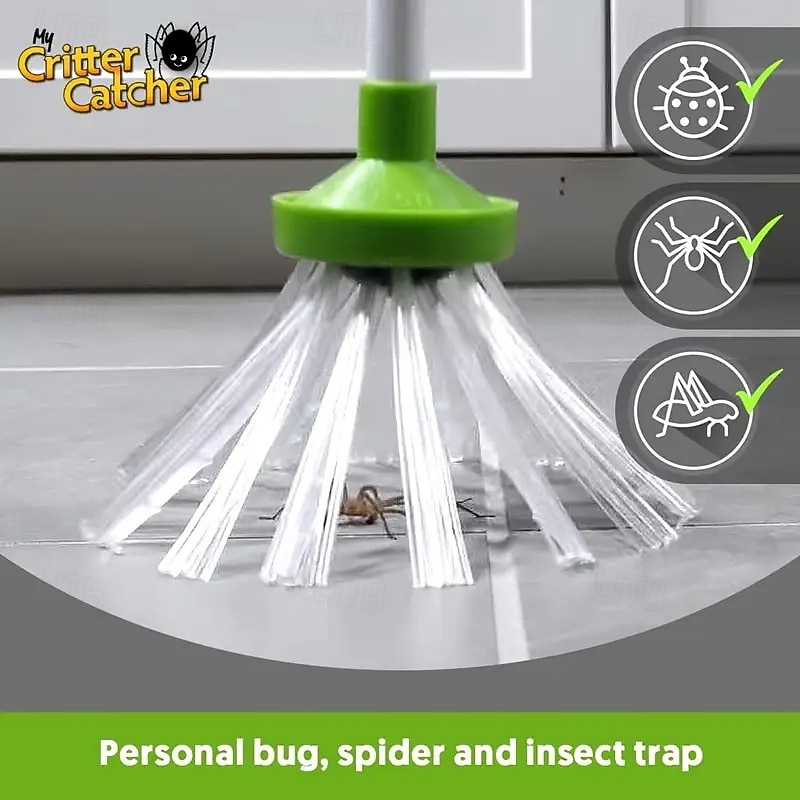 1 Piece Foldable Bug Trap - green and White Easy to Grip Handle - to Catch Cockroaches Bees Spiders - essential Pest Control Tool for Homes and Apartments