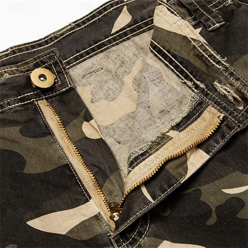 Men's Cargo Shorts Hiking Shorts Pocket Multi Pocket Camouflage Comfort Breathable Short Casual Chino Camouflage Red Camouflage Blue Inelastic3