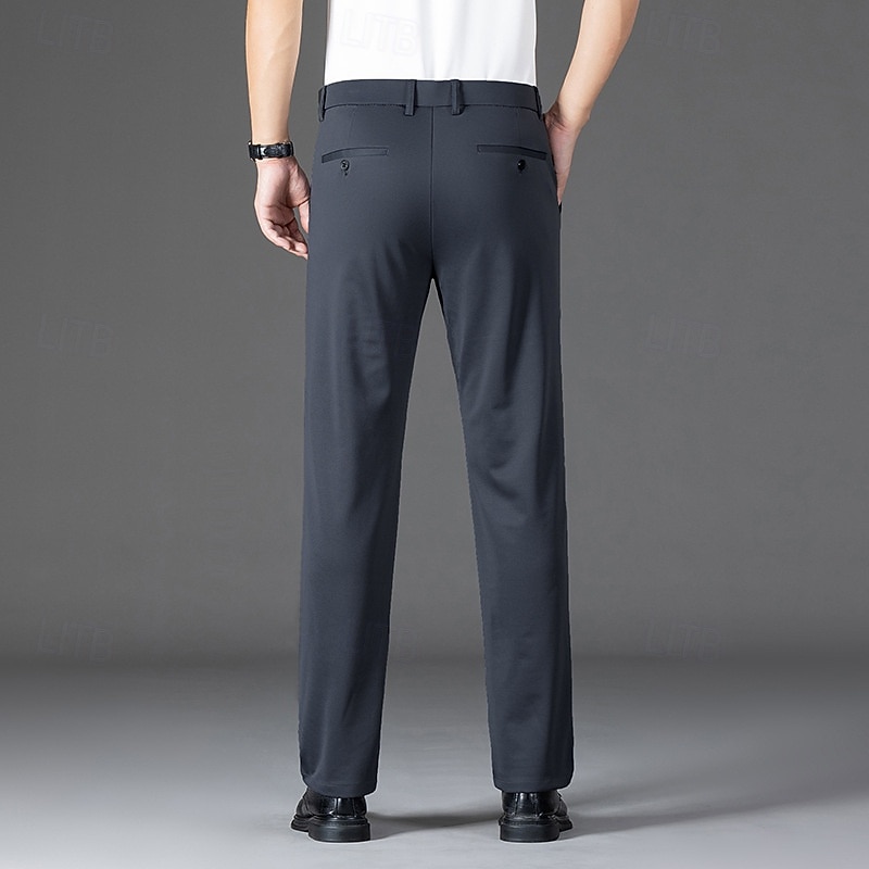 Men's Dress Pants Trousers Suit Pants Pocket Plain Breathable Moisture Wicking Full Length Outdoor Business Daily Fashion Streetwear Black Navy Blue Micro-elastic4