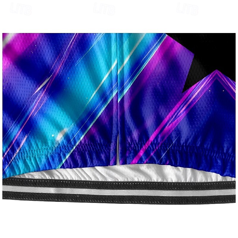 Men's Cycling Jersey Geometric Short Sleeve Bike Tee Tshirt Jersey with 3 Rear Pockets Mountain Bike MTB Quick Dry Anatomic Design Wicking Breathable Sports Dark Purple Blue Purple Clothing Apparel4