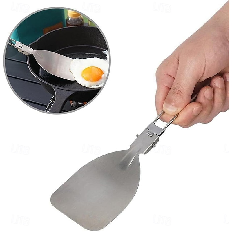 Stainless Steel Foldable Spatula Shovel, Portable Food Turner BBQ Tools,Outdoor SUS304 Compact & Durable Cooking Utensils for Camping, Hiking, Picnic, Travel, Easy to Use and Store