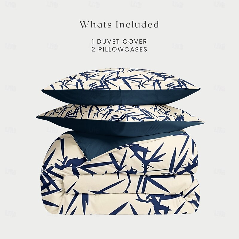 Bamboo Duvet Cover Full Size Bedding Set Bed Sets Quilt Cover Soft Lightweight Comforter Cover with 2 Pillowcases for Summer Spring2