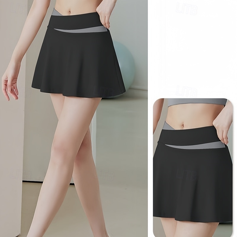 Women's Yoga Skirt High Waist Pilates Gym Workout Workout Skort Solid Color Black Royal Blue Purple Sports Activewear Stretchy Slim4