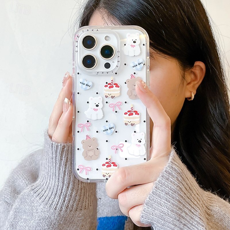 Phone Case For iPhone 16 15 14 Pro Max 16e 13 Back Cover Shockproof Cartoon TPU Acrylic3